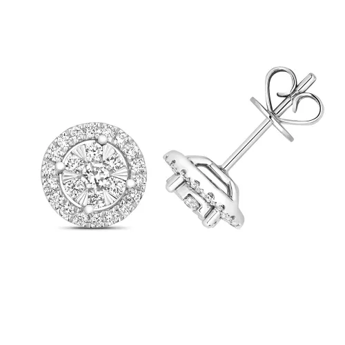 Halo Diamond Earrings 0.55ct. 18ct w/gold